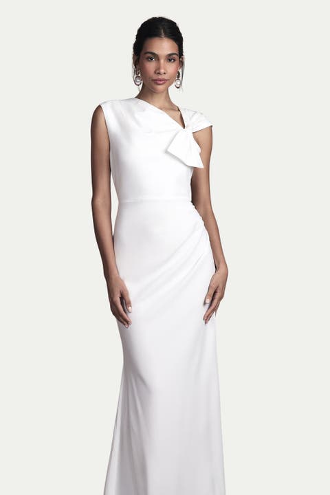 Bow Detail Crepe Wedding Dress