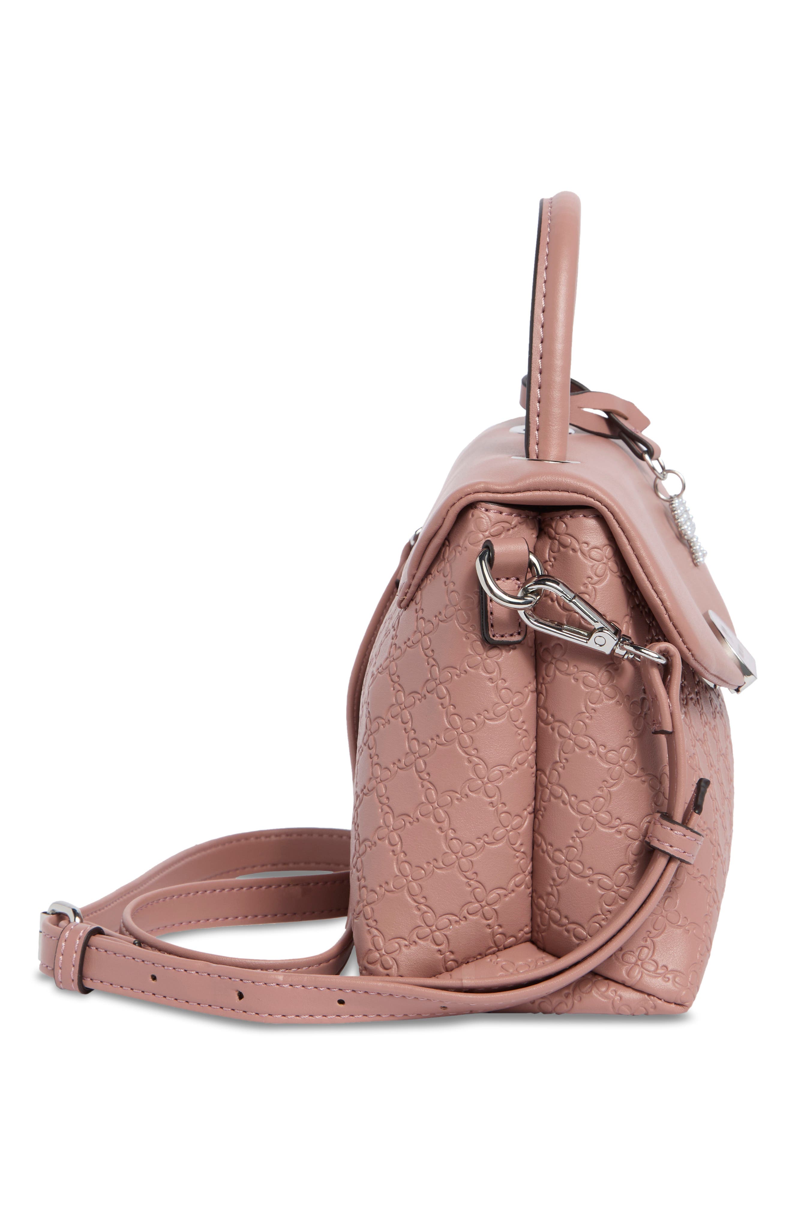Clarimond Faux Leather Top Handle Flap Bag, Alternate, color, PRIMROSE PINK