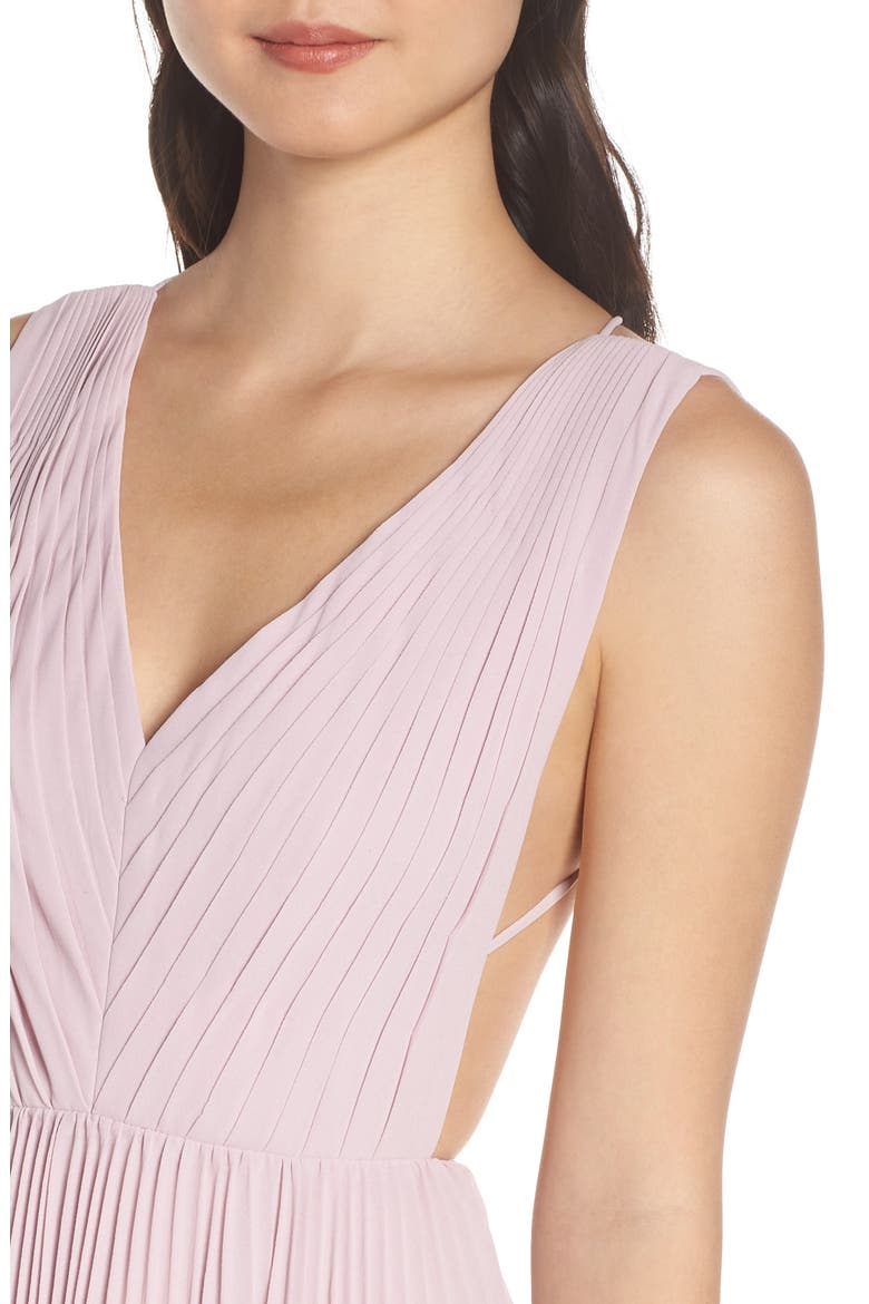 Strappy Back Pleated Chiffon Evening Dress, Alternate, color, DUSTY LILAC