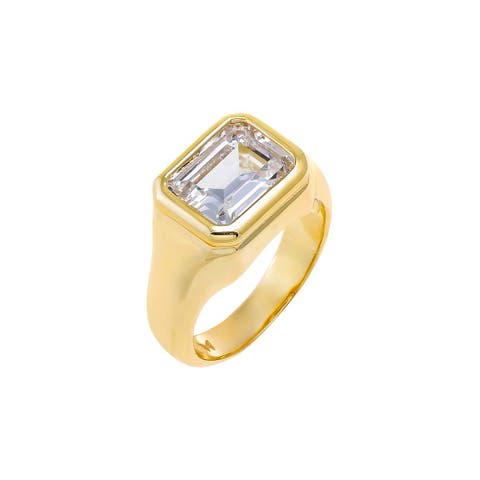 CZ Baguette Bezel Signet Ring
