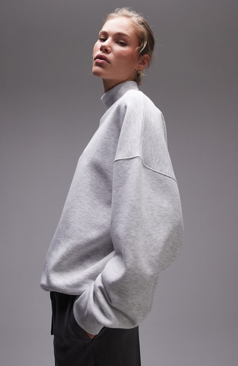Topshop Oversize Mock Neck Sweatshirt, Alternate, color,