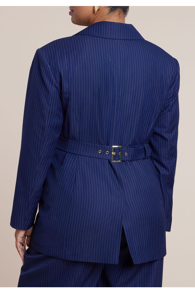 Nipped Waist Blazer With Back Adjuster, Alternate, color, NAVY PINSTRIPE