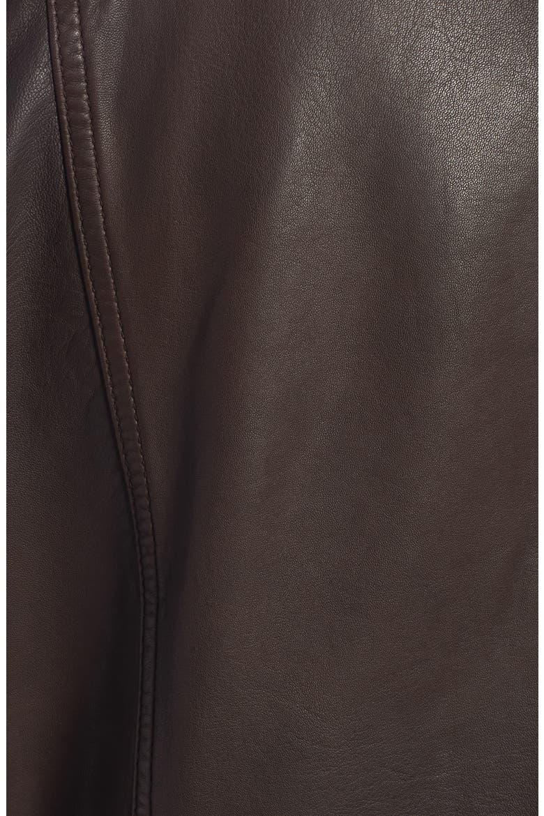 Band Collar Leather Jacket, Alternate, color, CHOCOLATE