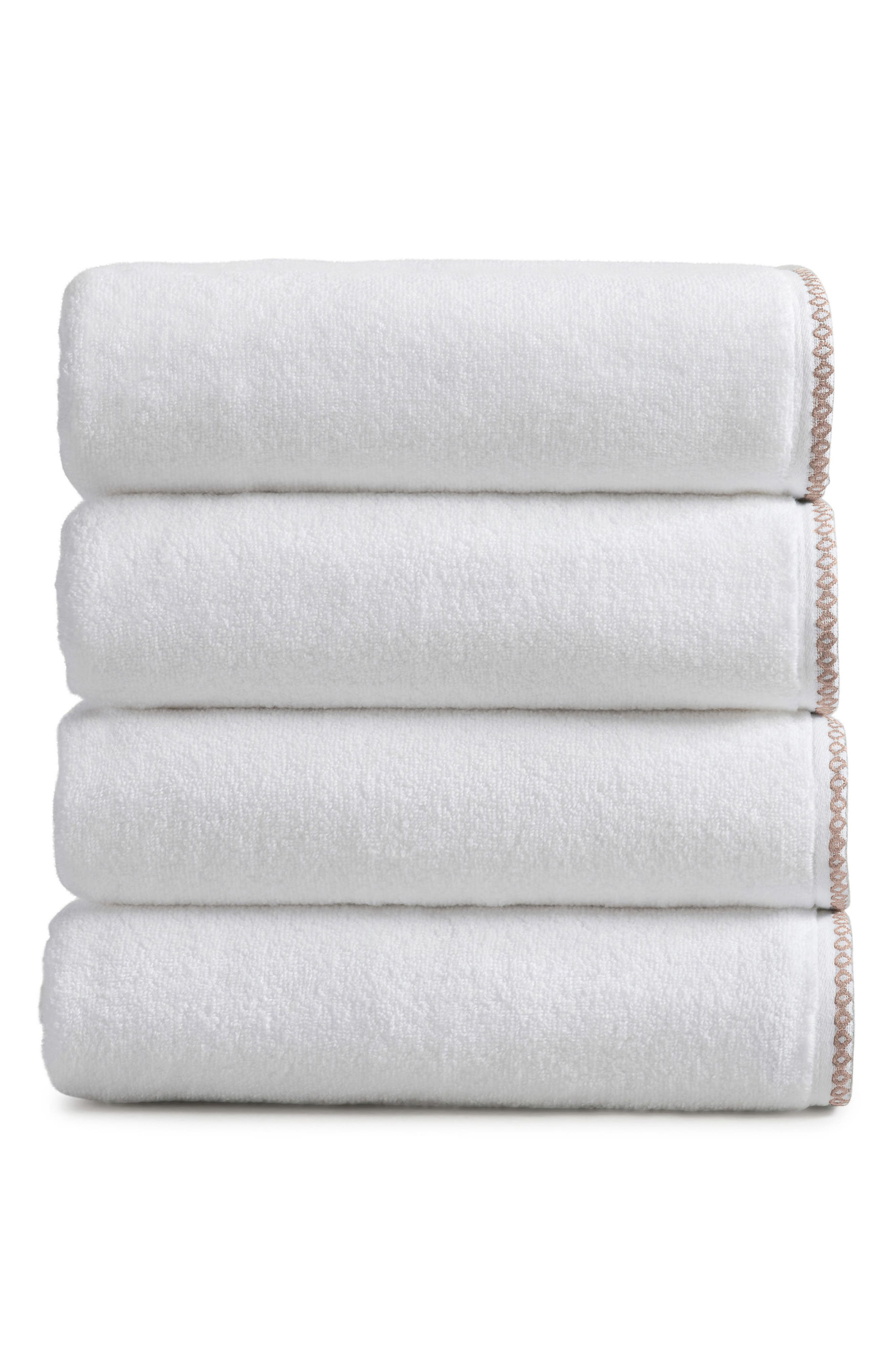 Woven & Weft Border Stitch 4-Pack Cotton Bath Towels
