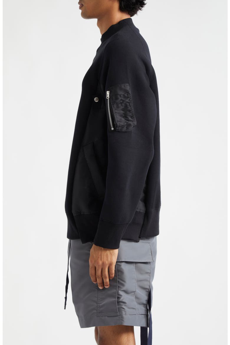 Sponge Mixed Media Sweatshirt, Alternate, color, BLACK/BLACK