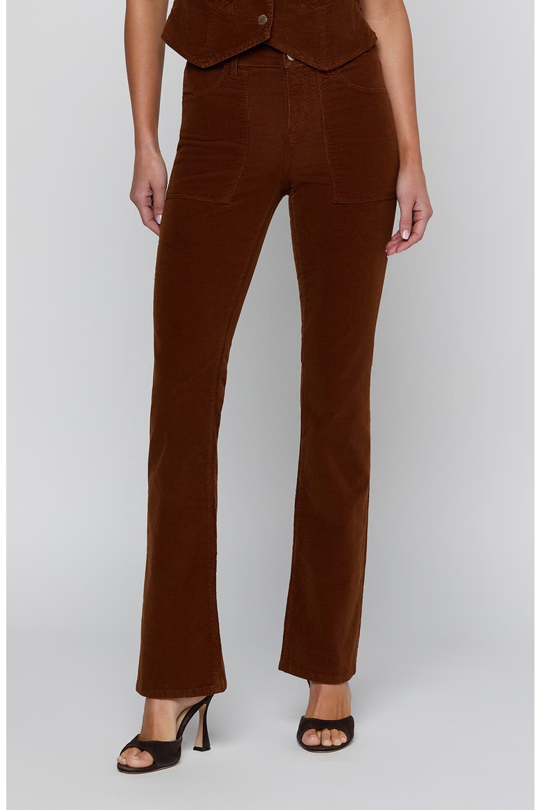 Saffia High Waist Slim Straight Corduroy Pants, Main, color, JAVA