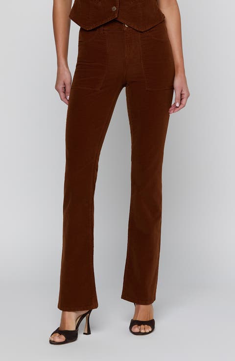 Saffia High Waist Slim Straight Corduroy Pants