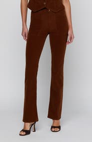 L'AGENCE Saffia High Waist Slim Straight Corduroy Pants
