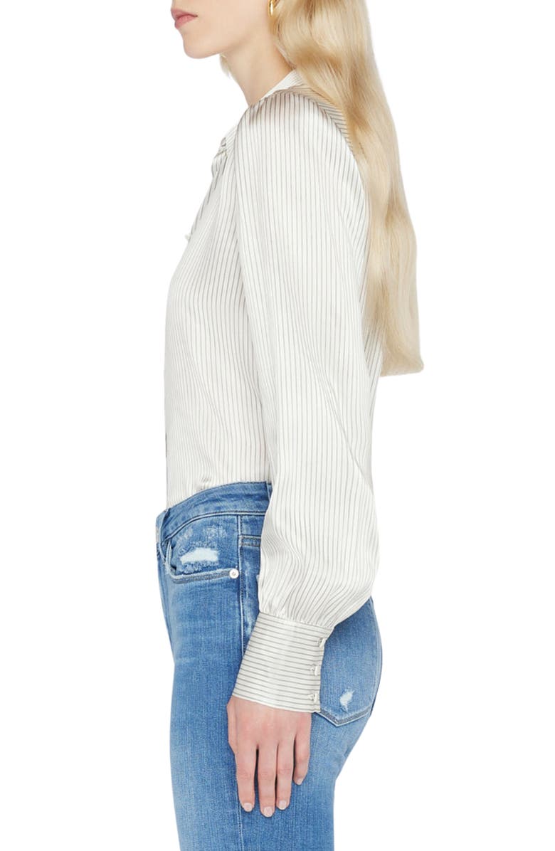 FRAME Pinstripe Silk Blouse, Alternate, color,
