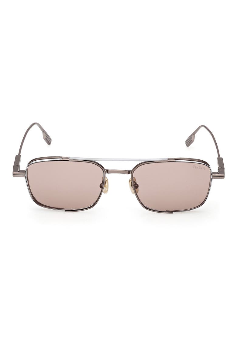 54mm Rectangular Sunglasses, Main, color, ANILINE / PALLADIUM / BROWN