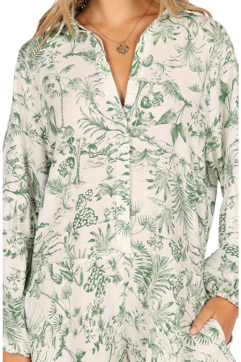 Elsa Floral Print Long Sleeve Romper, Alternate, color, GREEN