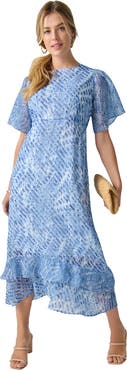 Jessica London Double Flounce Georgette Maxi Dress