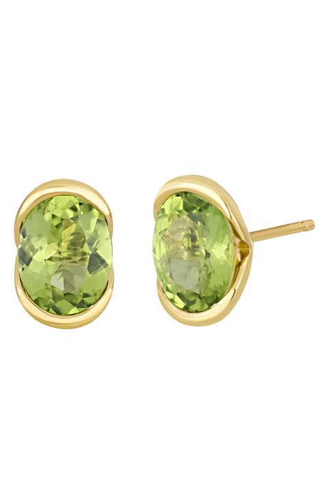 Iris 14K Yellow Gold Peridot Stud Earrings