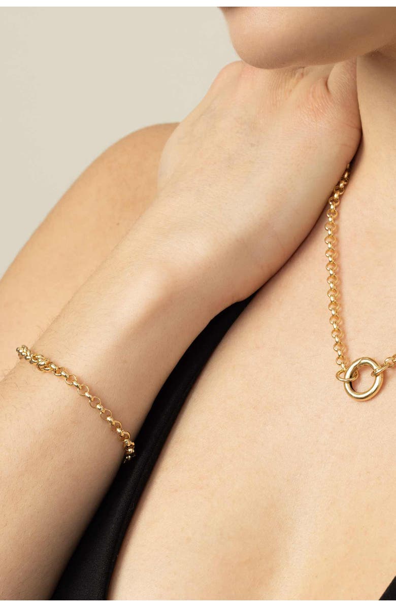 Oradina 14K Gold Rimini Rolo Bracelet, Alternate, color, Yellow Gold