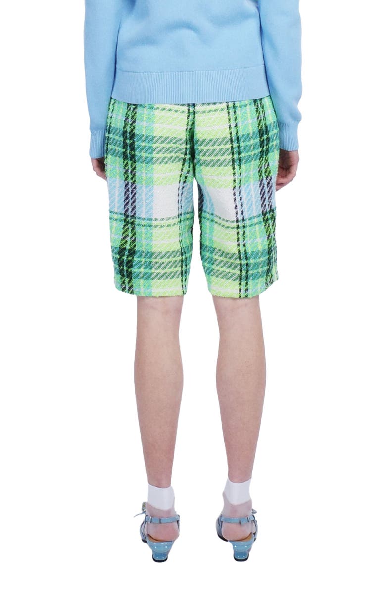 Anna Sui Capri Plaid Shorts, Alternate, color, Lime Multi