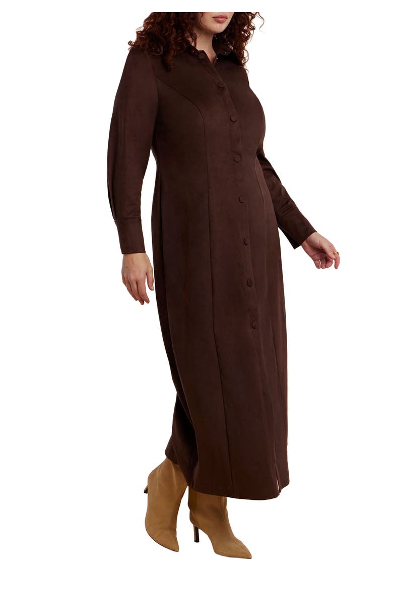 Suede Shirt Dress, Main, color, CHOCOLATE TORTE