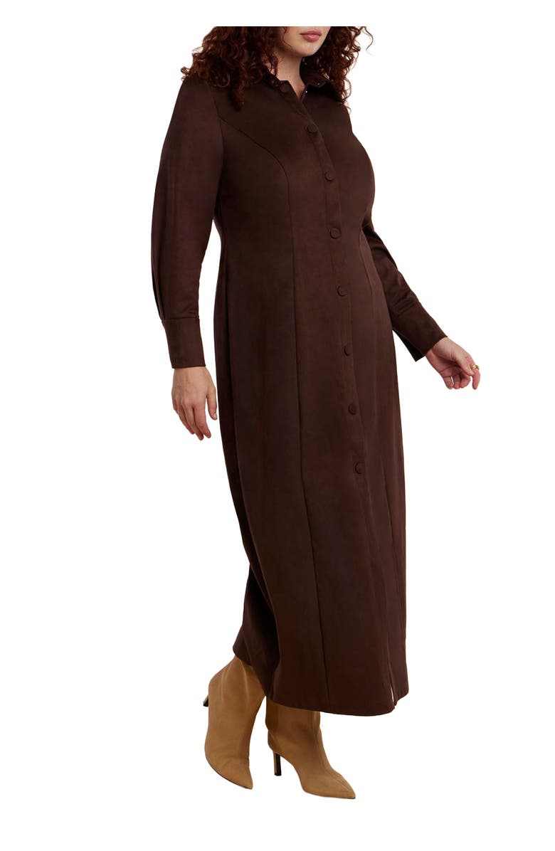 ELOQUII Suede Shirt Dress, Main, color,