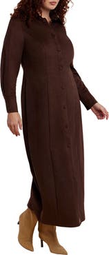 ELOQUII Suede Shirt Dress