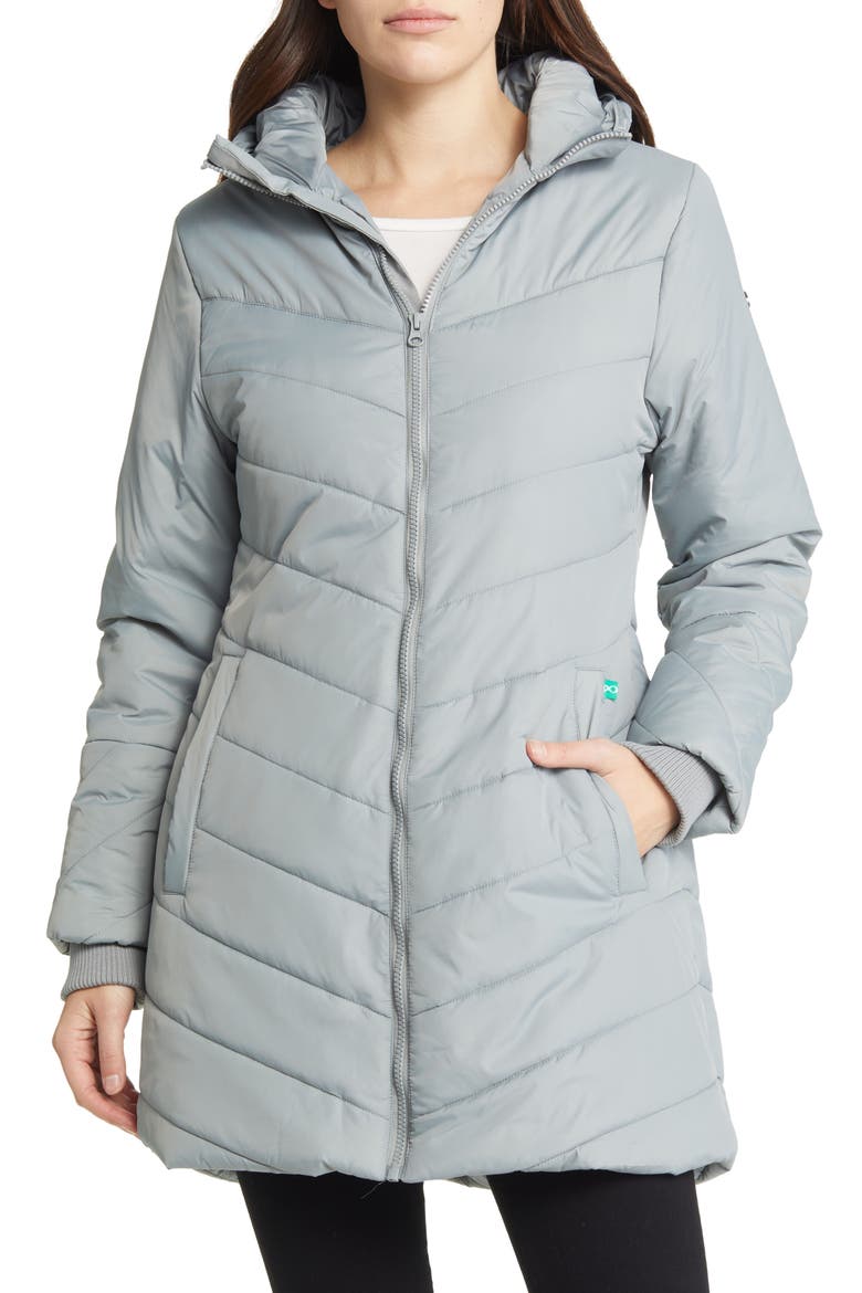 Faux Fur Trim Convertible Puffer 3-in-1 Maternity Jacket, Alternate, color, GRAPHITE