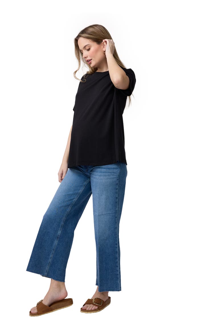Relaxed Crew Neck Cotton Maternity Tank, Alternate, color, Black