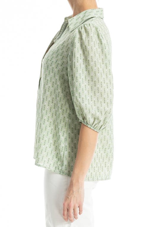 Max Studio Elbow Sleeve Top In Ecru/olive