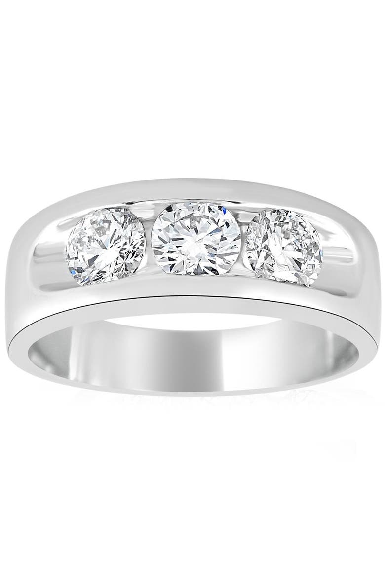 2 1/4Ct Diamond Men's Three Stone Ring 10k Gold Lab Grown, Main, color, 10k White Gold