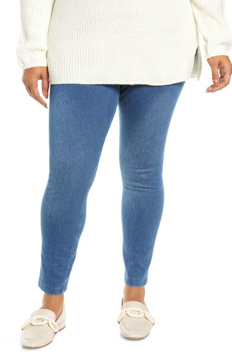 'Lyssentials High Rise Stretch Denim Leggings (Plus)