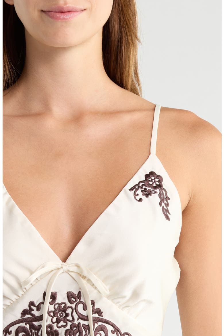 Embroidered Crop Satin Babydoll Camisole, Alternate, color, EGRET