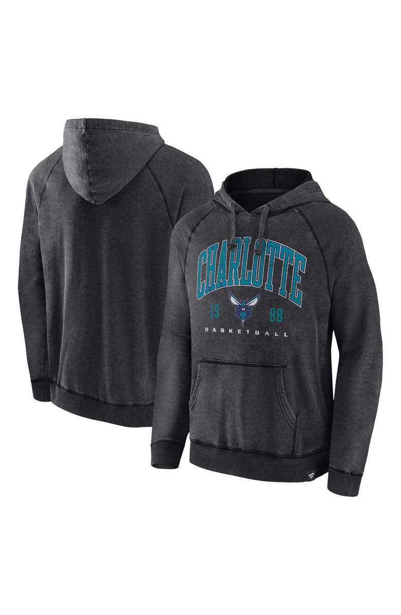 FANATICS Men's Fanatics Branded Heather Charcoal Charlotte Hornets Foul Trouble Snow Wash Raglan Pullover Hoodie, Alternate, color, Heather Charcoal