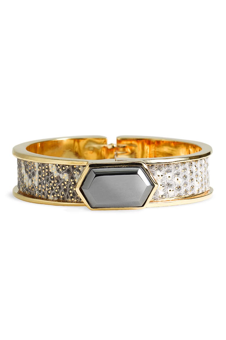 Narrow Hexagon Cuff, Main, color, GOLD WASH LIZARD