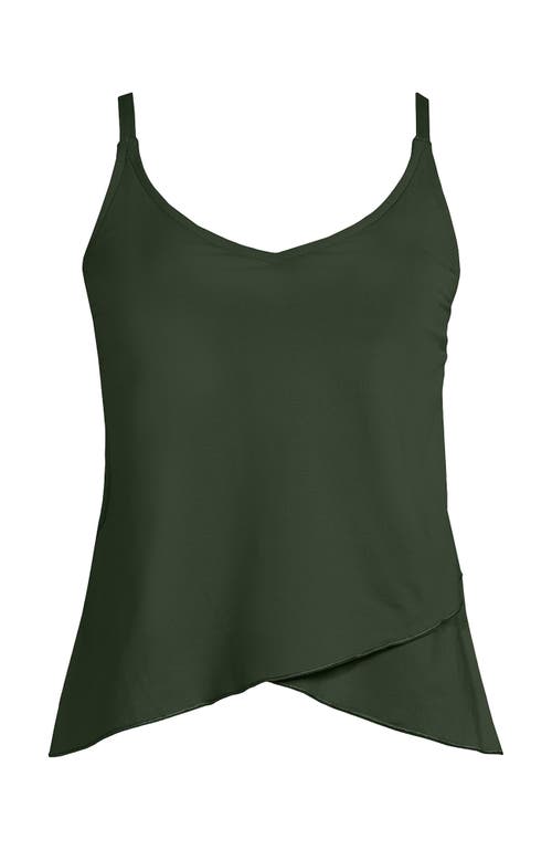 Lands' End Tulip Hem Tankini Top In Rich Olive Green