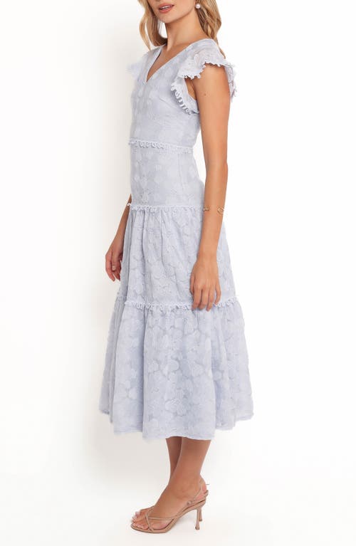 Petal And Pup Petal & Pup Asher Floral Embroidered Tiered Midi Dress In Purple