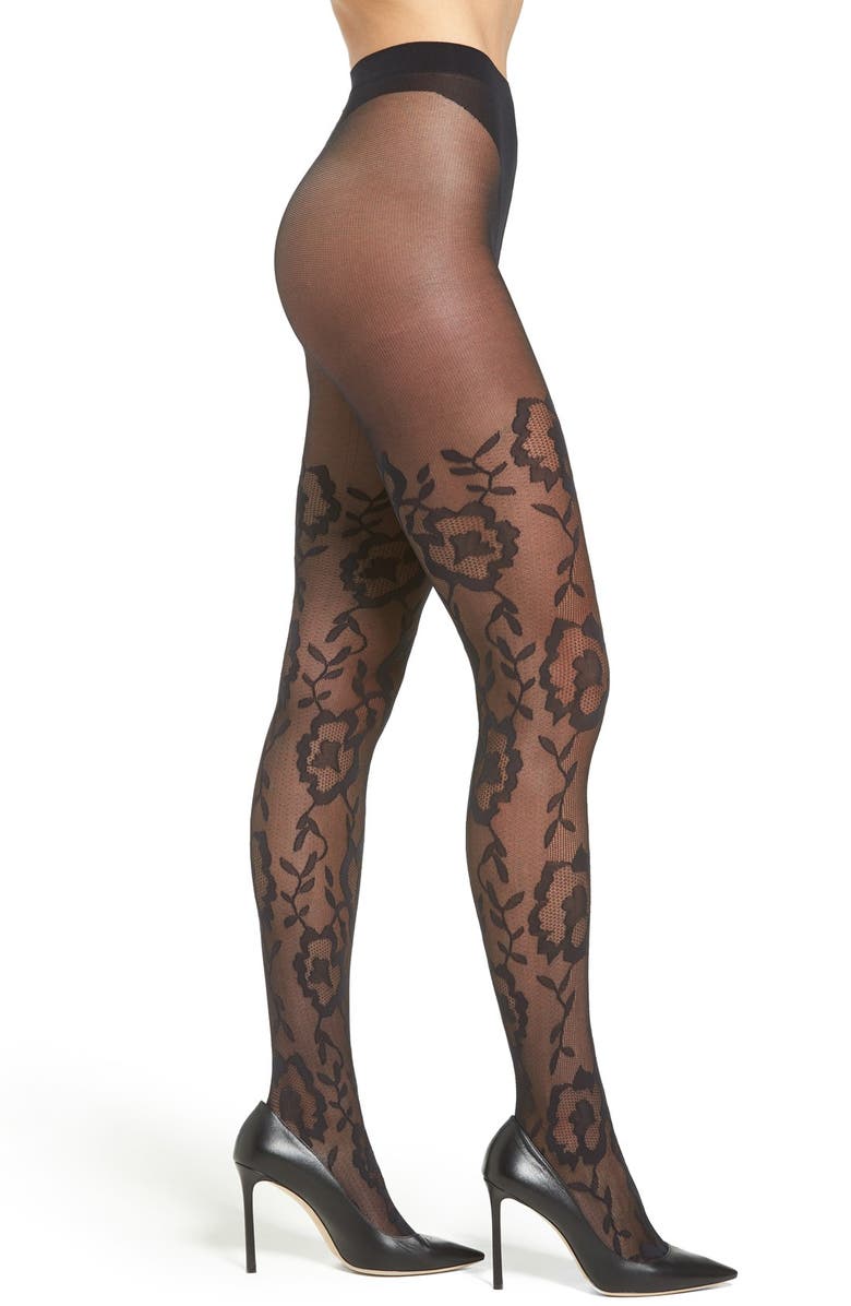 Oroblu 'Lorelie' Floral Tights, Main, color, 