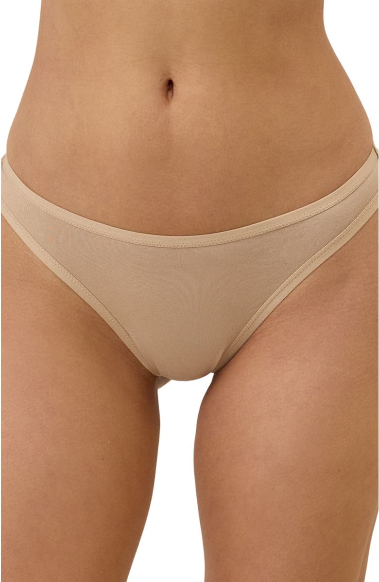 Pact Organic Cotton Everyday Mid Rise Thong 6-Pack, Alternate, color, Warm Neutrals