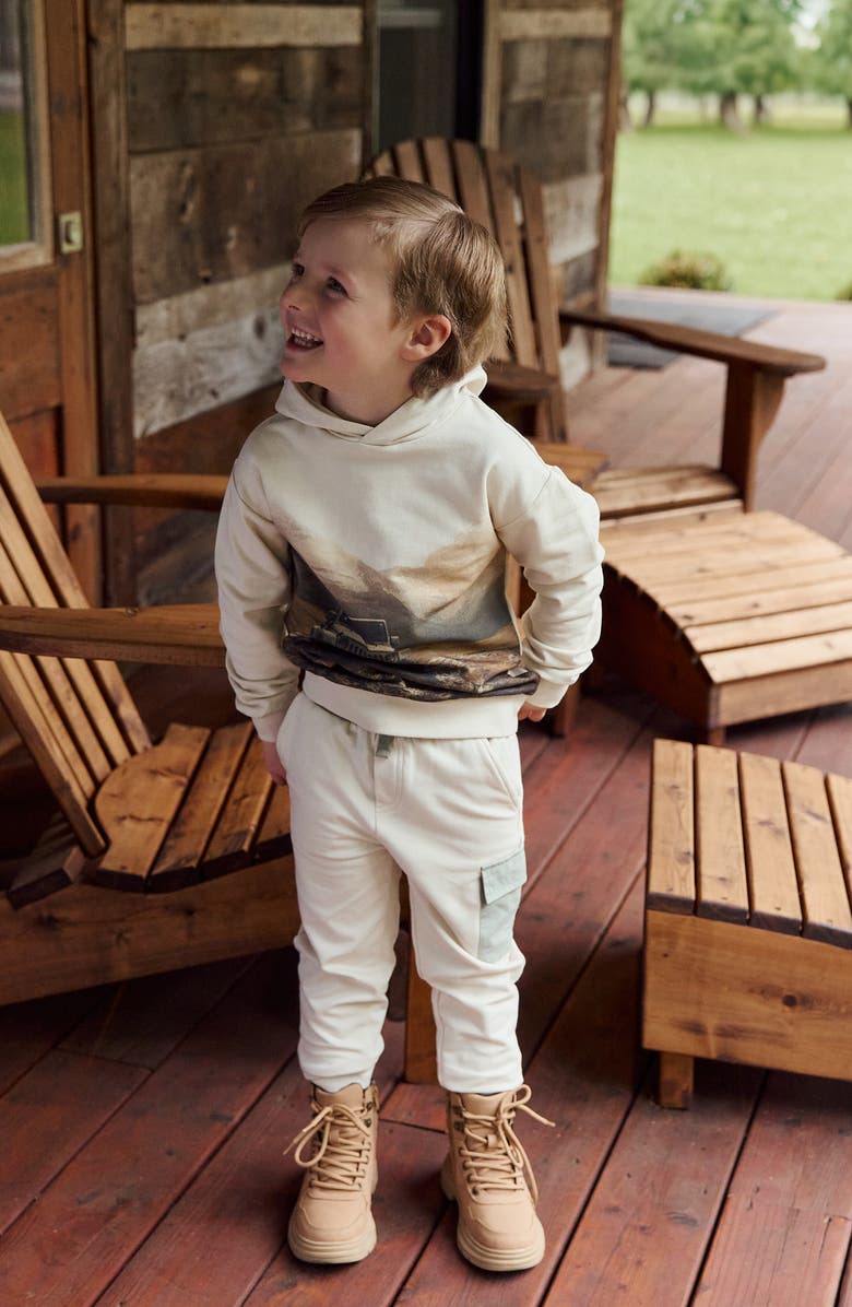 MILES THE LABEL Kids' Trail & Trek Cotton Graphic Hoodie, Alternate, color, Beige