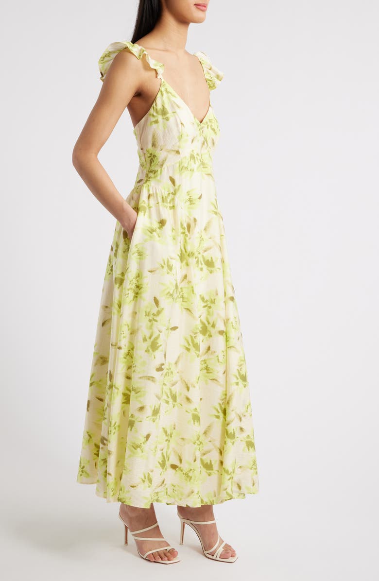 Chelsea28 Flutter Sleeve Maxi Dress, Alternate, color, Beige- Green Shadow Bloom