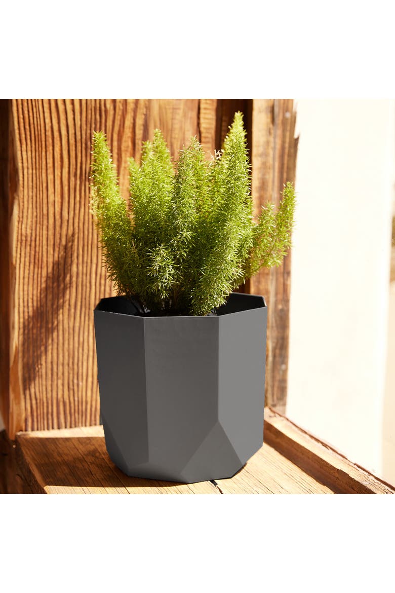 8 Inch Tuxton Hexagon Small Resin Planter, Charcoal, Alternate, color, Gray