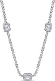 Julianna B. Cubic Zirconia Station Necklace Sterling Silver