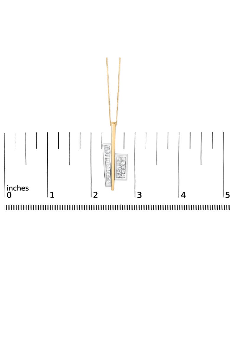 18K Yellow and White Gold 1 7/8 Cttw Diamond Key Shaped 18" Pendant Necklace, Alternate, color, Yellow