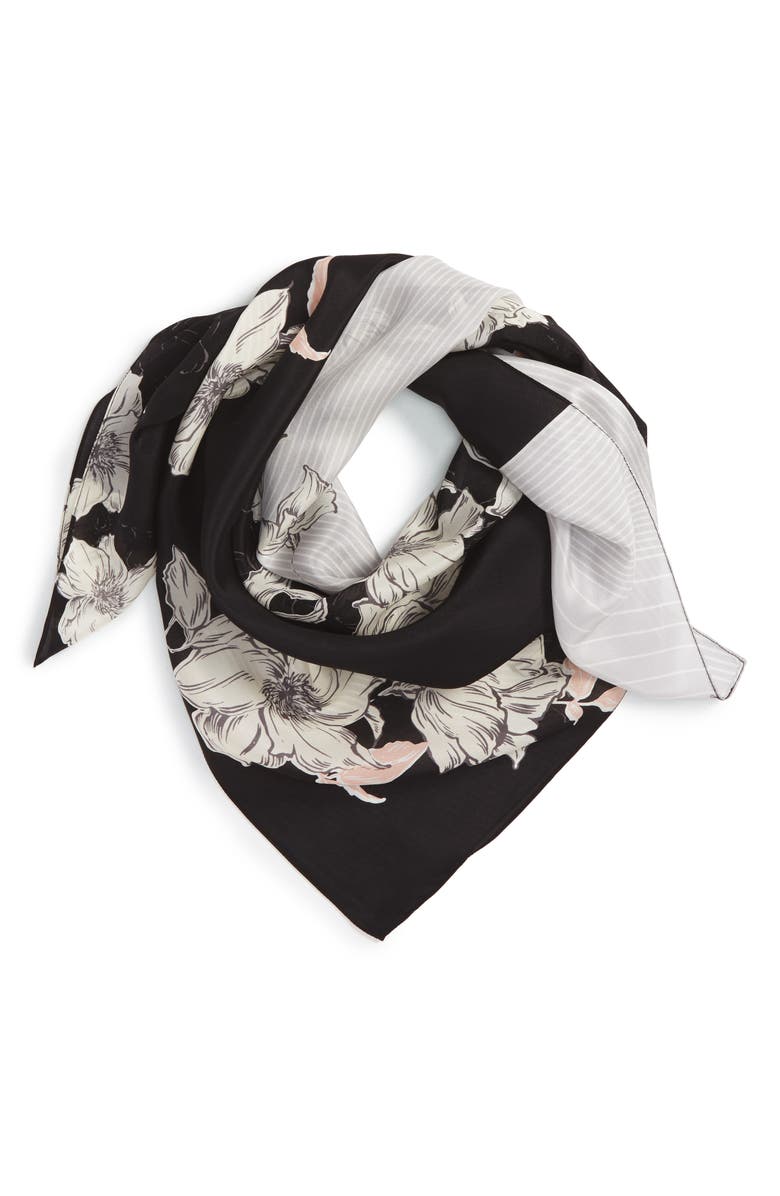 Halogen<sup>®</sup> Metro Floral Square Silk Scarf, Main, color, 
