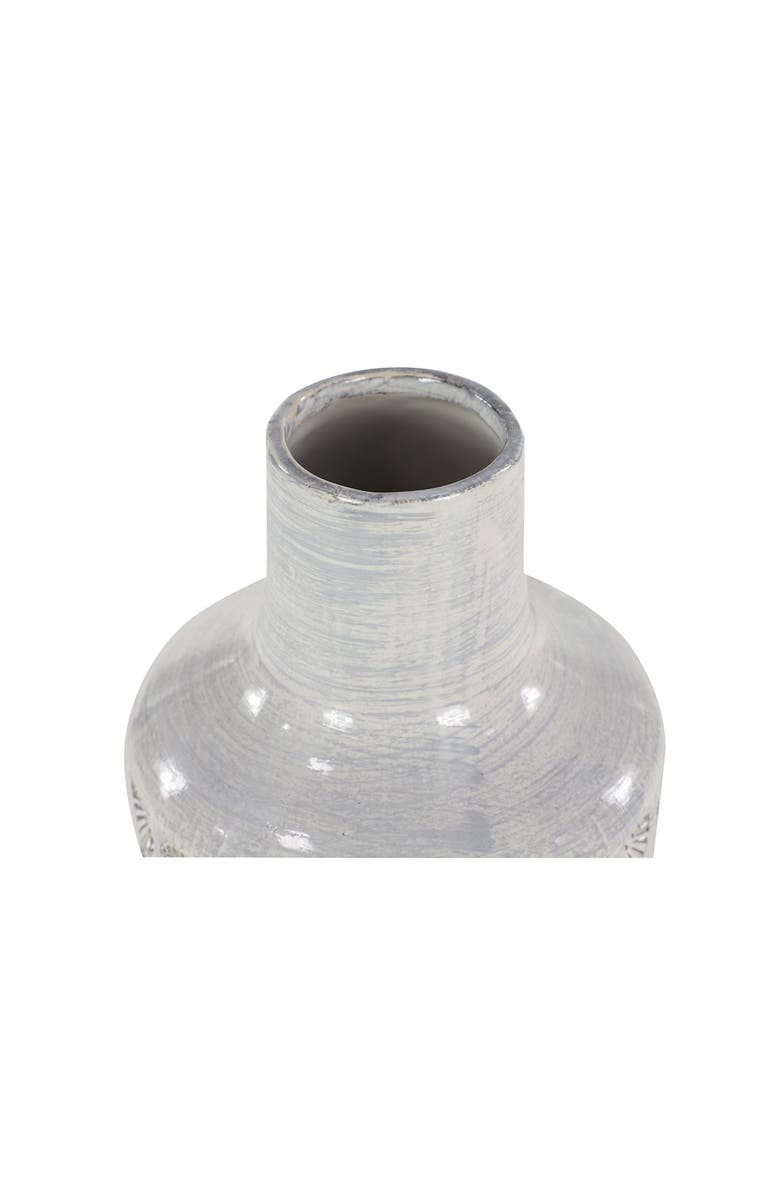 COSMO BY COSMOPOLITAN Large Round Blue & White French Country Rosette Ceramic Floor Vase, Alternate, color, 