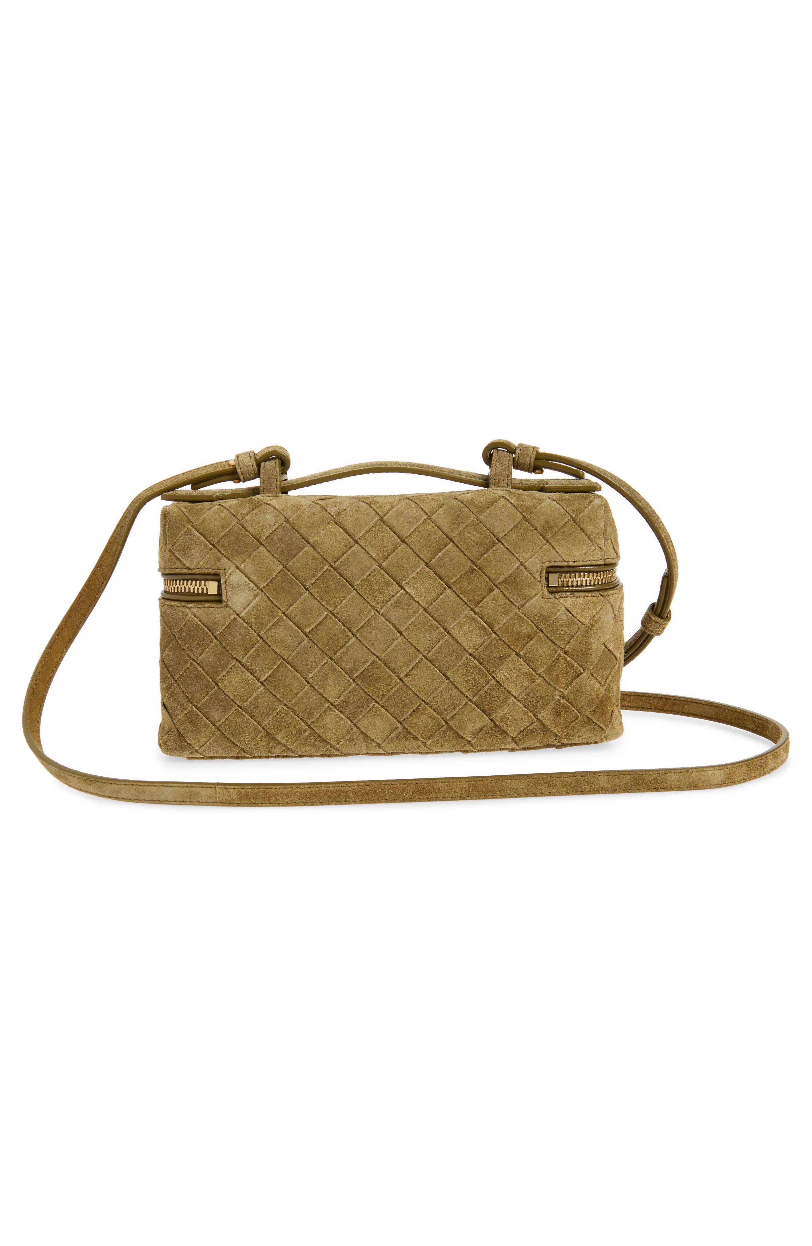 Bottega Veneta Bang Bang Intrecciato Suede Vanity Case, Alternate, color, 2856 Mud-Gold