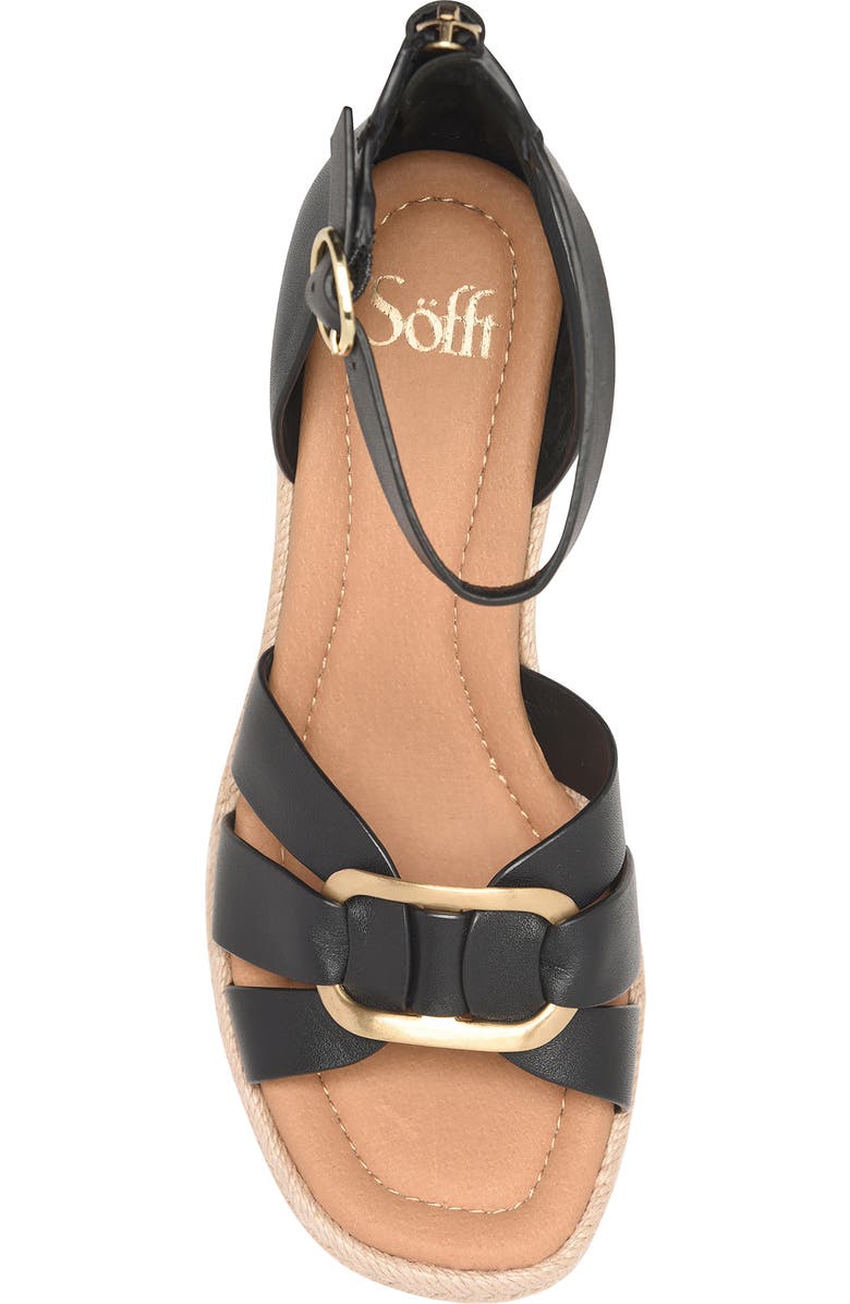 Söfft Ivy Espadrille Ankle Strap Platform Wedge Sandal, Alternate, color, Black