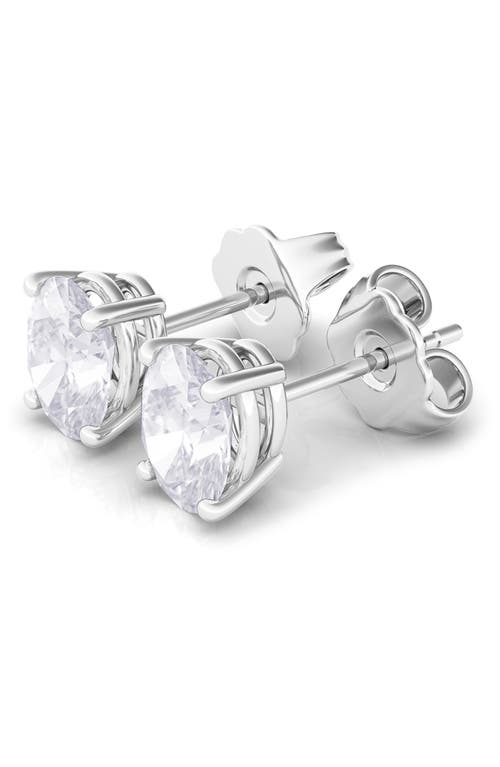 Hautecarat 14k Gold Oval Cut Lab Created Diamond Stud Earrings In 14k White Gold