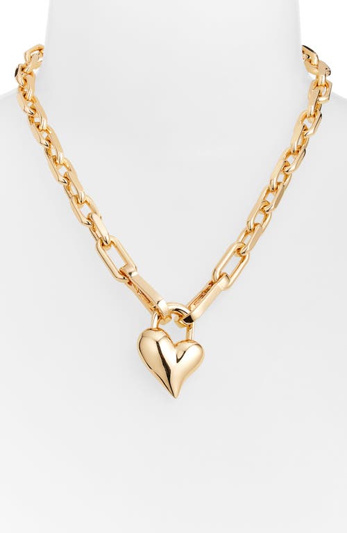 Jenny Bird Padlock Heart Pendant Chain Necklace In High Polish Gold