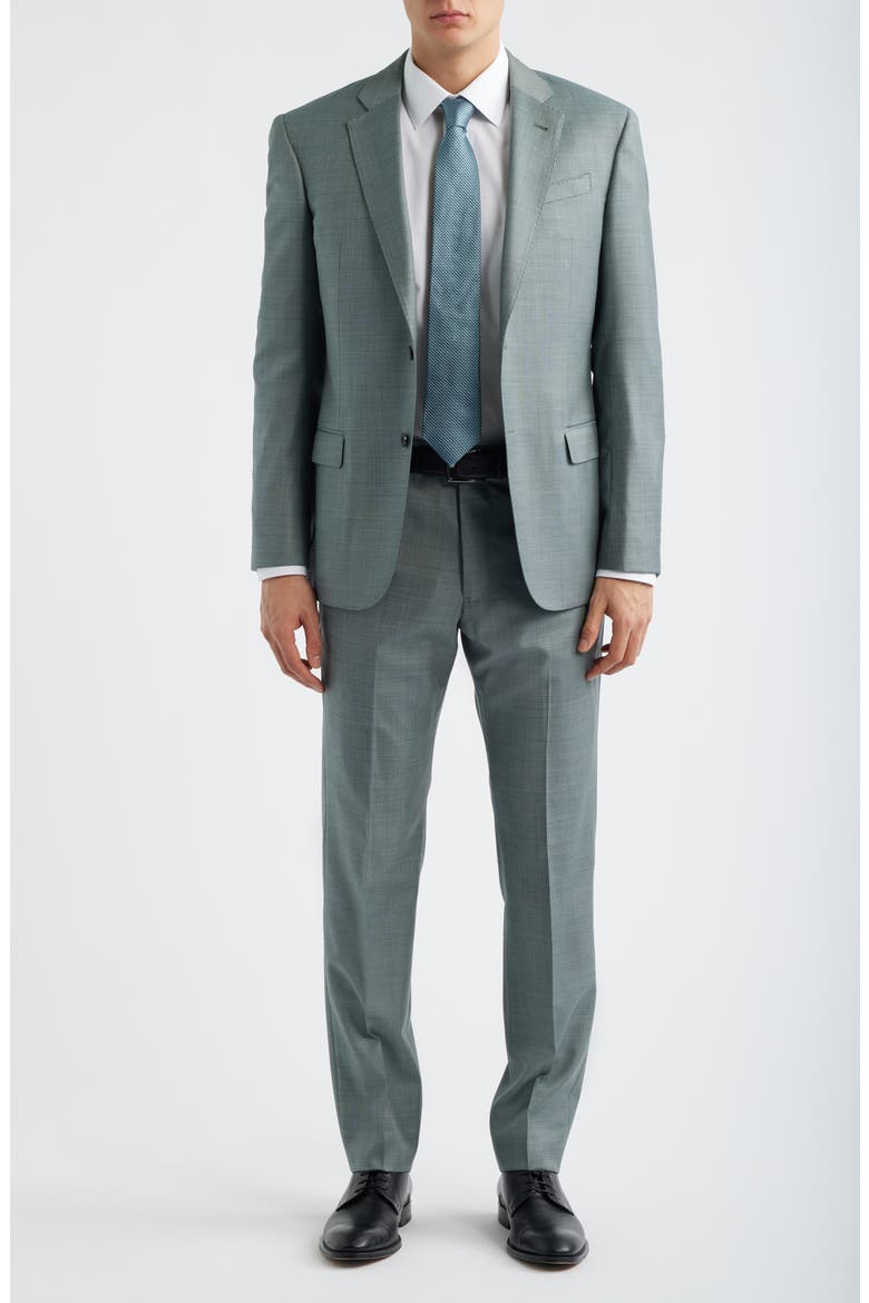 Sage Green Wool Sharkskin Suit, Alternate, color, SAGE