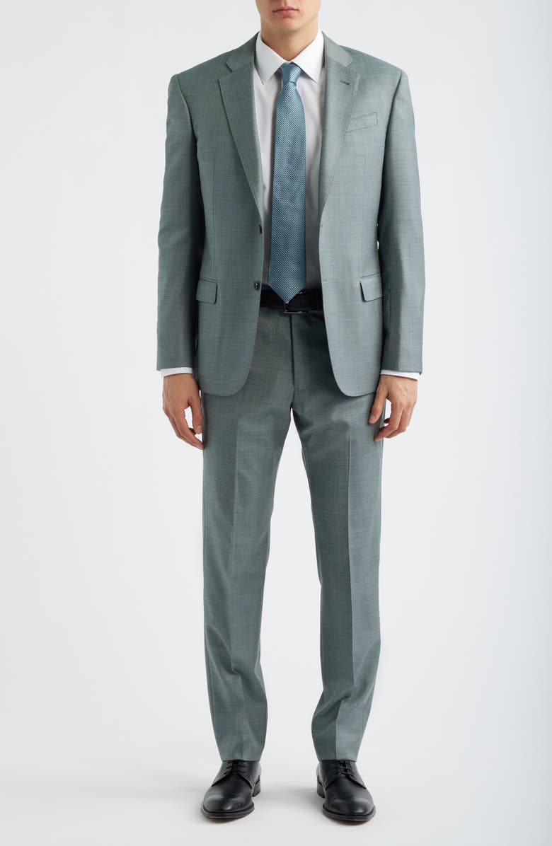 Emporio Armani Shage Green Wool Sharkskin Suit, Alternate, color, Sage