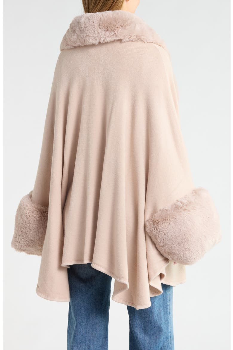 Faux Fur Trimmed Cape, Alternate, color, TAUPE