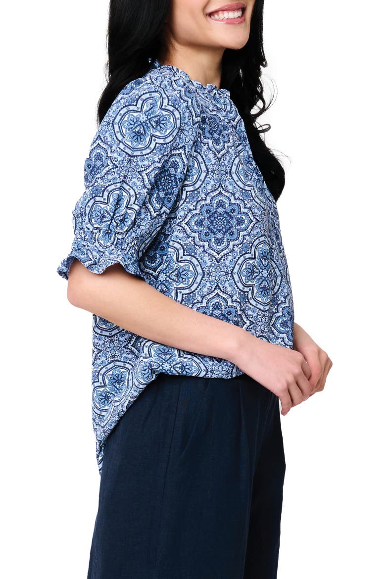 Dianthus Puff Sleeve Top, Alternate, color, BLUE BANDANA