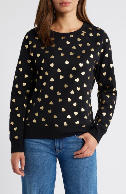 Heart Foil Print Graphic Sweatshirt